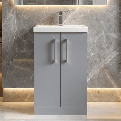 [BFLE2201A] Contemporary Floor Standing Vanity Unit with Mid-Edge Basin, Choice of Size - Silo