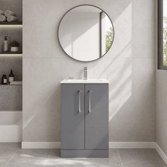 [BFLE2201B] Bramshall Contemporary 2 Soft Close Doors Floor Standing Vanity Basin Unit, Choice of Size/Basin Type/Colour - Silo