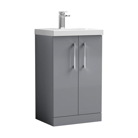 [BFLE2201D] Balterley  Contemporary Bathroom 2 Soft Close Door & Thin-Edge Floor Standing Vanity Unit Basin, Satin Grey, 500mm - Cutout