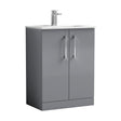 [BFLE2203B] Balterley Level Modern Bathroom 2 Soft Close Door & Minimalist Floor Standing Vanity Unit Basin, Satin Grey, 440mm - Cutout