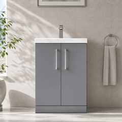 [BFLE2203D] Bramshall Contemporary 2 Soft Close Doors Floor Standing Vanity Basin Unit, Choice of Size/Basin Type/Colour - Silo