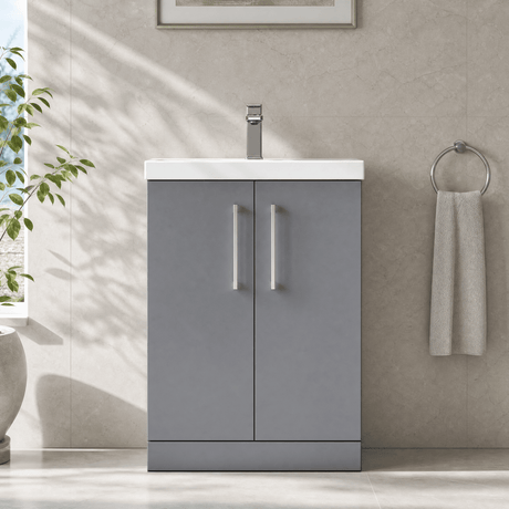 [BFLE2203D] Bramshall Contemporary 2 Soft Close Doors Floor Standing Vanity Basin Unit, Choice of Size/Basin Type/Colour - Silo