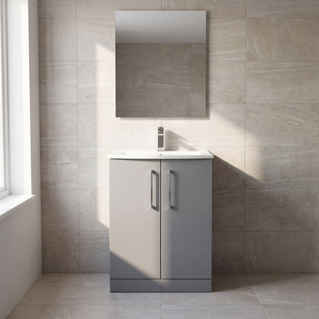 [BFLE2203G] Bramshall Contemporary 2 Soft Close Doors Floor Standing Vanity Basin Unit, Choice of Size/Basin Type/Colour - Silo