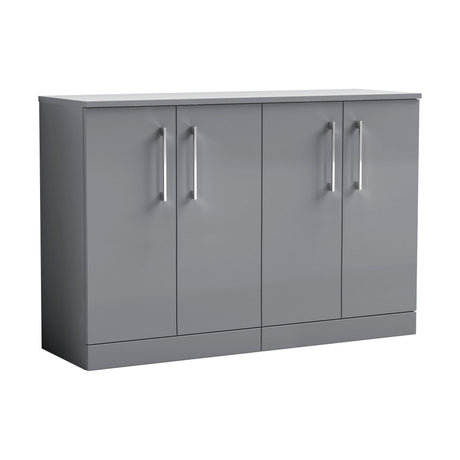 [BFLE2203W2] Balterley Level Modern Bathroom 2 Door Floor Standing Vanity Unit with Laminate Worktop & Handles, Satin Grey, 1205 mm - Cutout