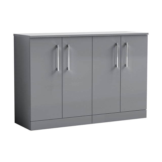 [BFLE2203W2] Balterley Level Modern Bathroom 2 Door Floor Standing Vanity Unit with Laminate Worktop & Handles, Satin Grey, 1205 mm - Cutout