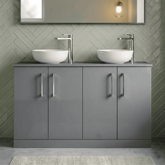 [BFLE2203W2] Bramshall Contemporary 4 Door Floor Standing Vanity Unit with Worktop, 1200mm, Choice of Colour - Studio Shot