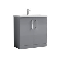 [BFLE2205A] Contemporary Floor Standing Vanity Unit with Mid-Edge Basin, Choice of Size - Cutout