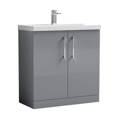 [BFLE2205D] Balterley  Contemporary Bathroom 2 Soft Close Door & Thin-Edge Floor Standing Vanity Unit Basin, Satin Grey, 800mm - Cutout