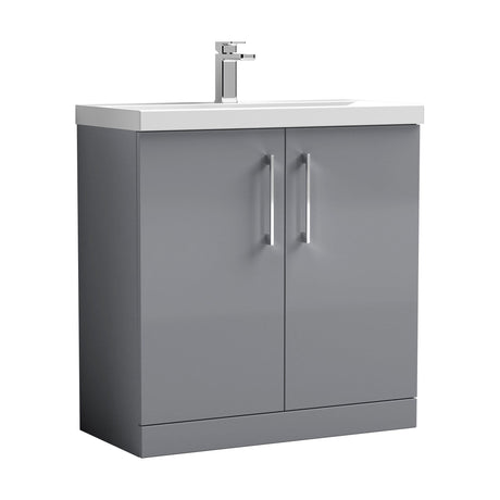 [BFLE2205D] Balterley  Contemporary Bathroom 2 Soft Close Door & Thin-Edge Floor Standing Vanity Unit Basin, Satin Grey, 800mm - Cutout