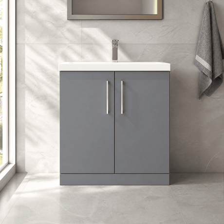 [BFLE2205D] Bramshall Contemporary 2 Soft Close Doors Floor Standing Vanity Basin Unit, Choice of Size/Basin Type/Colour - Silo