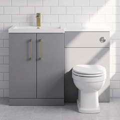 [BFLE2211LH017] Bramshall Combination Vanity Unit with Basin & WC, Left Hand, 1100mm x 390mm - Choice of Colour and Handle Finish - Lifestyle 1