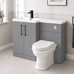 [BFLE2211LH018] Bramshall Combination Vanity Unit with Basin & WC, Left Hand, 1100mm x 390mm - Choice of Colour and Handle Finish - Lifestyle 3