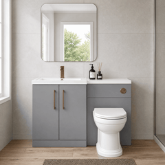 [BFLE2211LH1516] Bramshall Combination Vanity Unit with Basin & WC, Left Hand, 1100mm x 390mm - Choice of Colour and Handle Finish - Silo