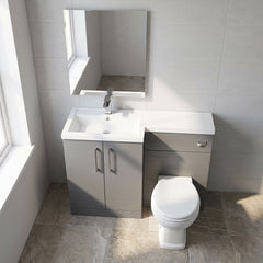 [BFLE2211LH716] Bramshall Combination Vanity Unit with Basin & WC, Left Hand, 1100mm x 390mm - Choice of Colour and Handle Finish - Lifestyle 2