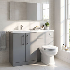 [BFLE2211LH716] Bramshall Combination Vanity Unit with Basin & WC, Left Hand, 1100mm x 390mm - Choice of Colour and Handle Finish - Silo