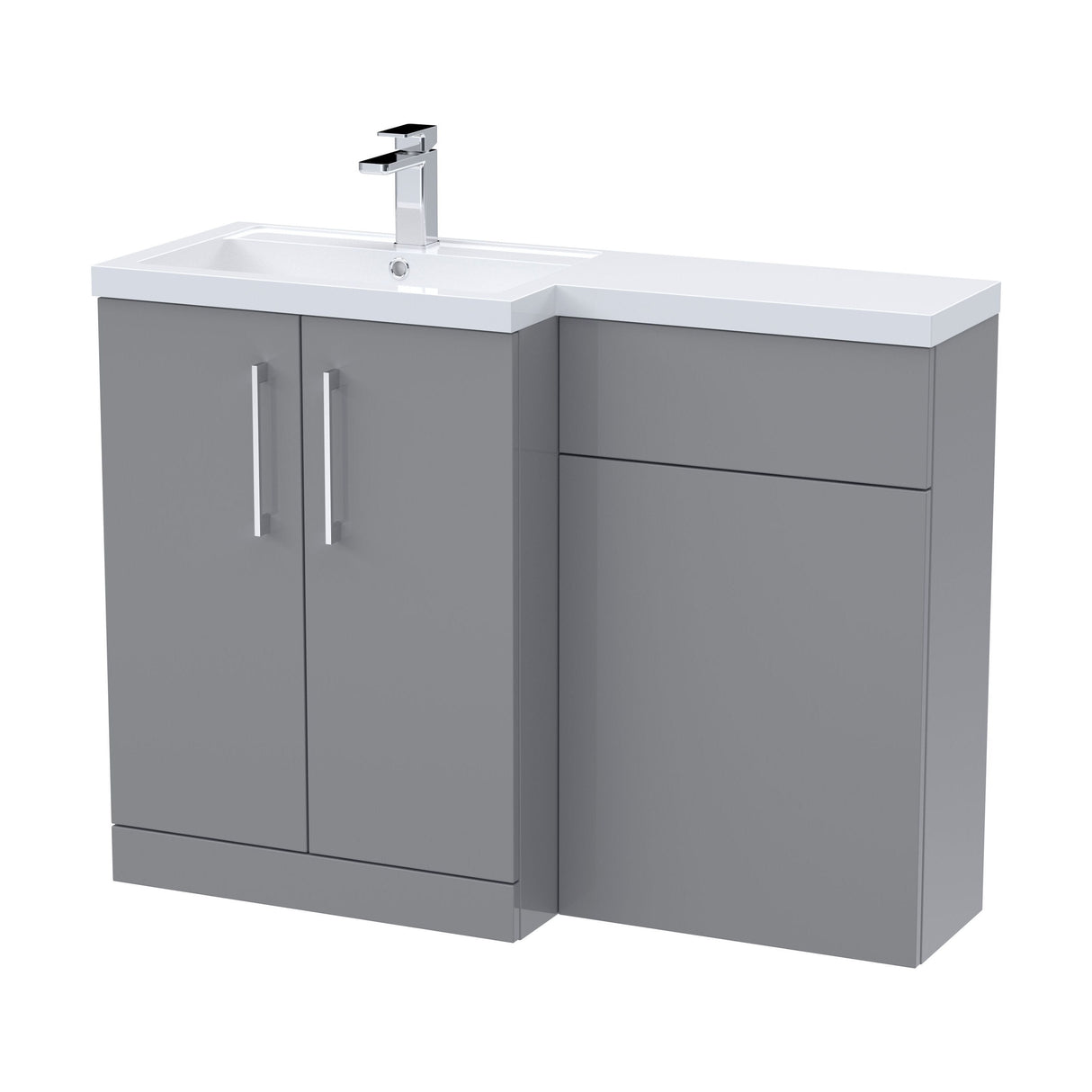 [BFLE2211L] Bramshall Combination Vanity Unit with Basin & WC, Left Hand, 1100mm x 390mm - Choice of Colour and Handle Finish - Cutout