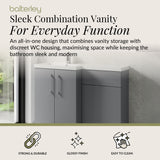 Bathroom Vanity Unit with Basin & WC Unit, Left Hand, 1100mm x 390mm - Choice of Colour