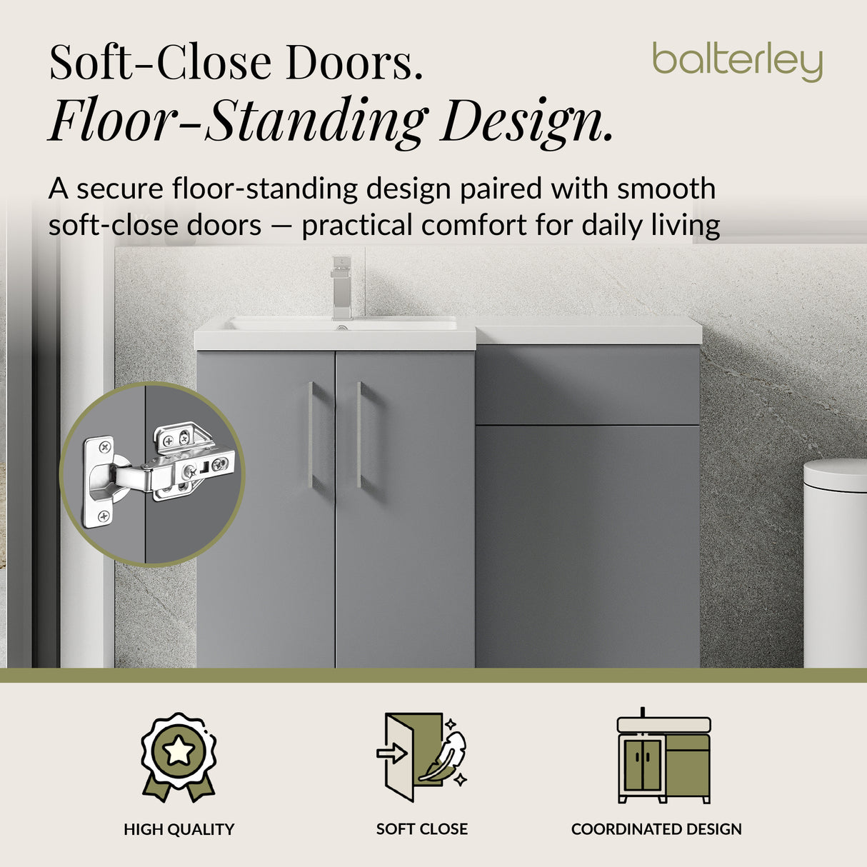 Bathroom Vanity Unit with Basin & WC Unit, Left Hand, 1100mm x 390mm - Choice of Colour