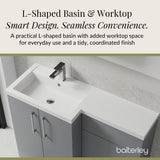 Bathroom Vanity Unit with Basin & WC Unit, Left Hand, 1100mm x 390mm - Choice of Colour