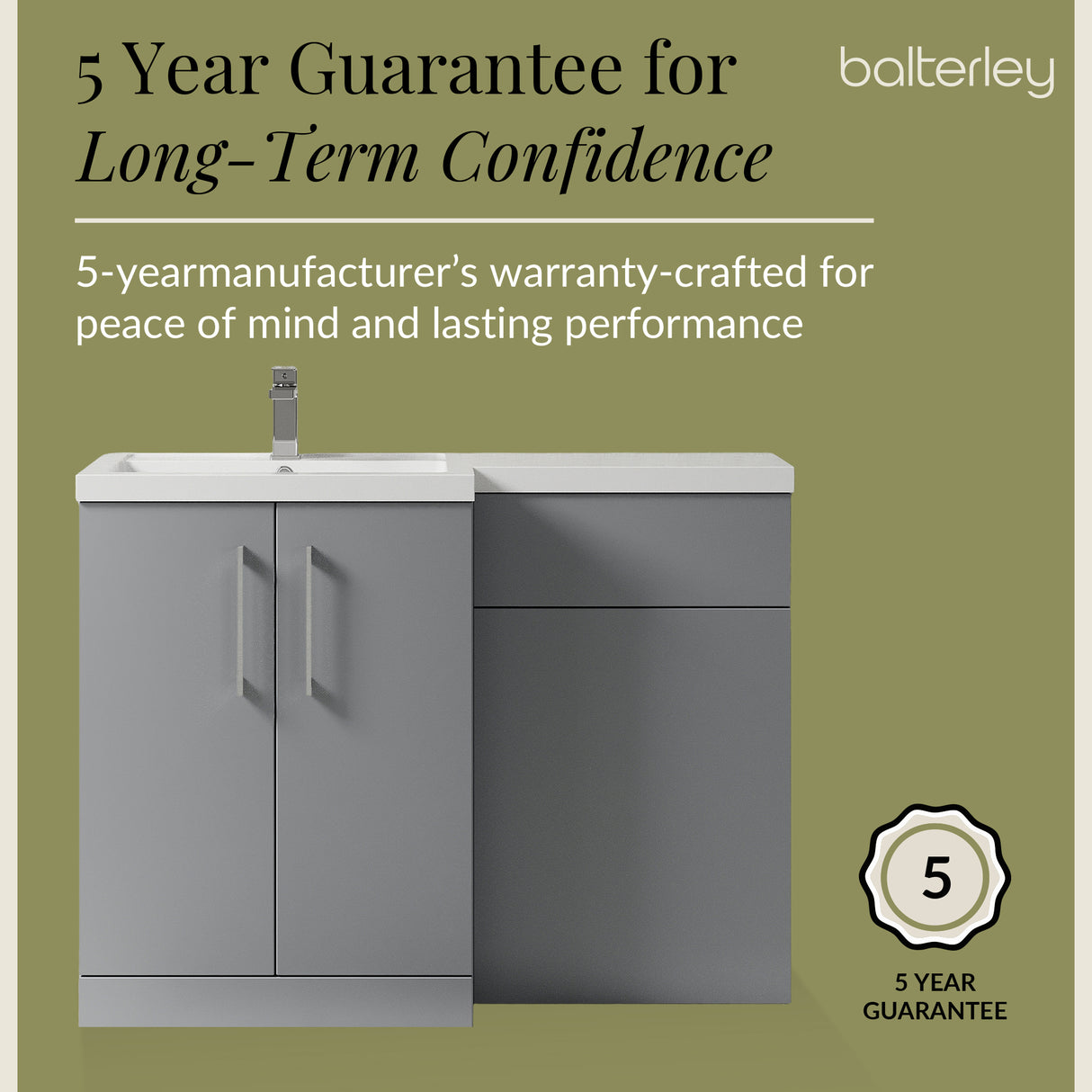 Bathroom Vanity Unit with Basin & WC Unit, Left Hand, 1100mm x 390mm - Choice of Colour