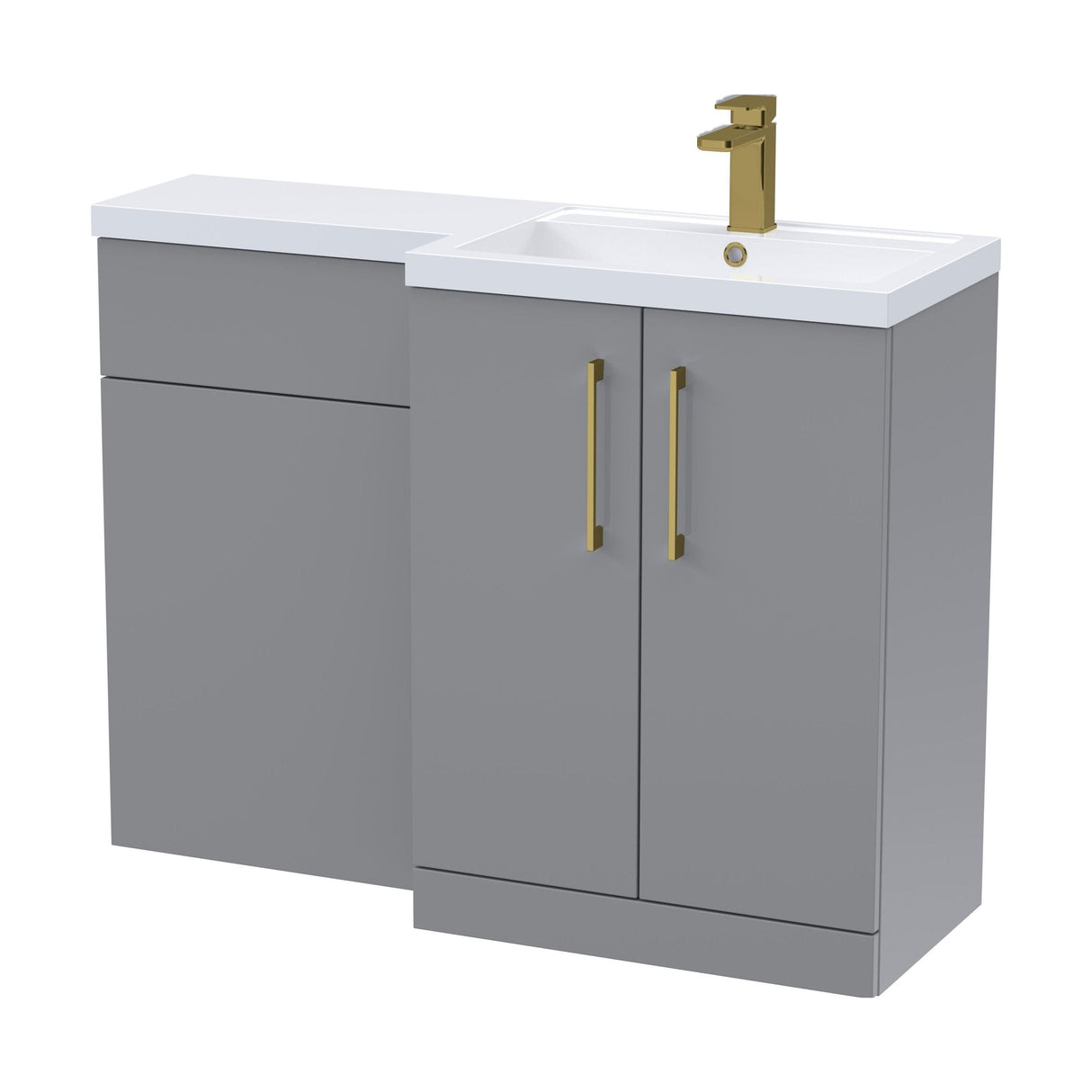 [BFLE2211RH017] Bramshall Combination Vanity Unit with Basin & WC, Right Hand, 1100mm x 390mm - Choice of Colour and Handle Finish - Cutout