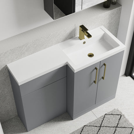 [BFLE2211RH017] Bramshall Combination Vanity Unit with Basin & WC, Right Hand, 1100mm x 390mm - Choice of Colour and Handle Finish - Lifestyle 2