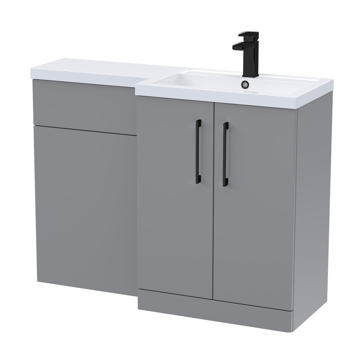 [BFLE2211RH018] Bramshall Combination Vanity Unit with Basin & WC, Right Hand, 1100mm x 390mm - Choice of Colour and Handle Finish - Cutout
