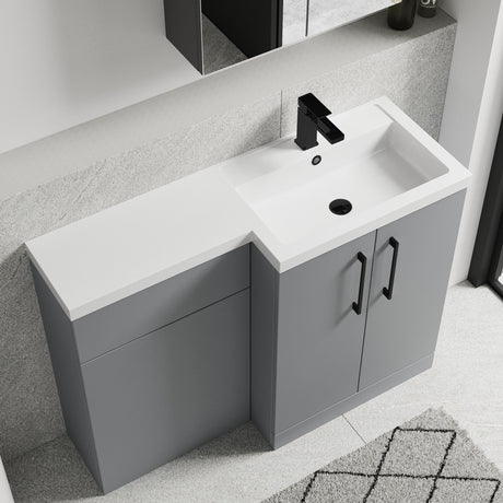 [BFLE2211RH018] Bramshall Combination Vanity Unit with Basin & WC, Right Hand, 1100mm x 390mm - Choice of Colour and Handle Finish - Lifestyle 2