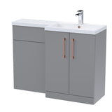 Bathroom Vanity Unit with Basin & WC, Right Hand, 1100mm x 390mm - Choice of Colour