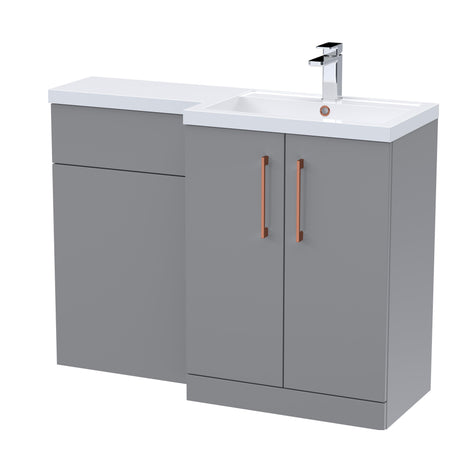 Bathroom Vanity Unit with Basin & WC, Right Hand, 1100mm x 390mm - Choice of Colour