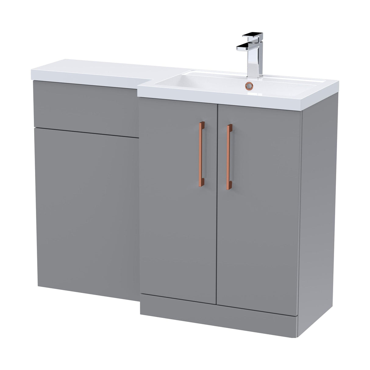 [BFLE2211RH019] Bramshall Combination Vanity Unit with Basin & WC, Right Hand, 1100mm x 390mm - Choice of Colour and Handle Finish - Cutout