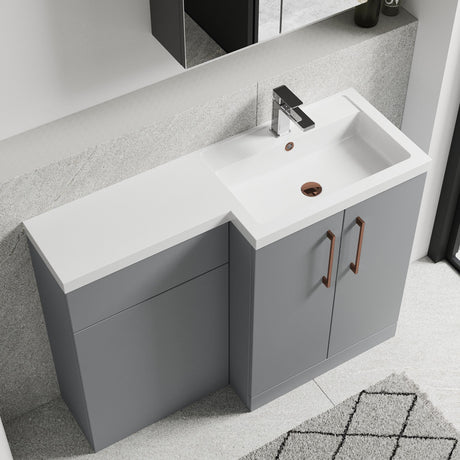 [BFLE2211RH019] Bramshall Combination Vanity Unit with Basin & WC, Right Hand, 1100mm x 390mm - Choice of Colour and Handle Finish - Lifestyle 2