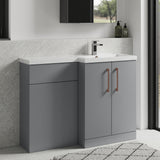 Bramshall Combination Vanity Unit with Basin & WC, Right Hand, 1100mm x 390mm - Choice of Colour and Handle Finish