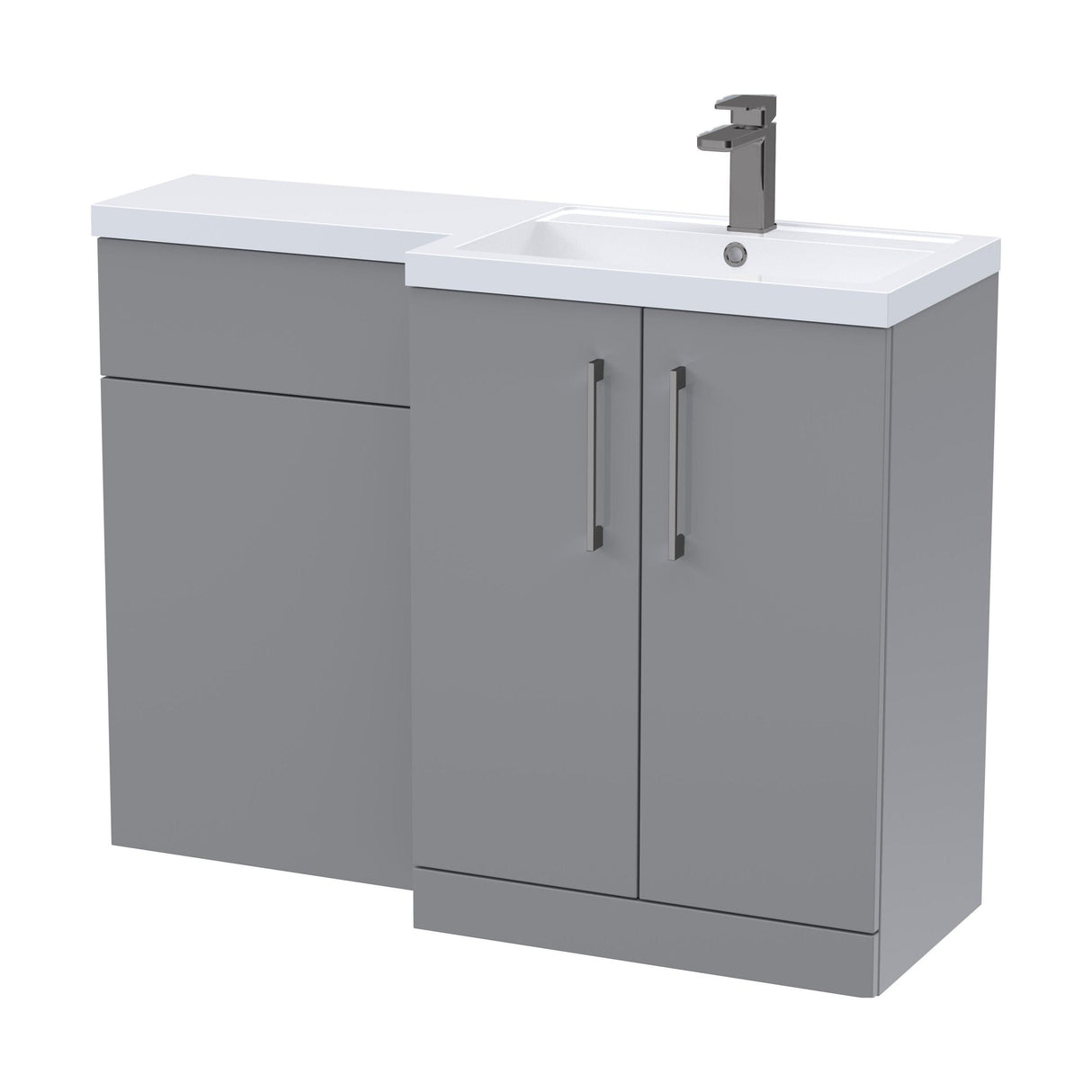 [BFLE2211RH716] Bramshall Combination Vanity Unit with Basin & WC, Right Hand, 1100mm x 390mm - Choice of Colour and Handle Finish - Cutout