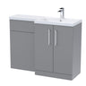 Bramshall Combination Vanity Unit with Basin & WC, Right Hand, 1100mm x 390mm - Choice of Colour and Handle Finish
