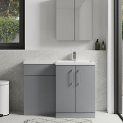 [BFLE2211R] Bramshall Combination Vanity Unit with Basin & WC, Right Hand, 1100mm x 390mm - Choice of Colour and Handle Finish - Lifestyle 1