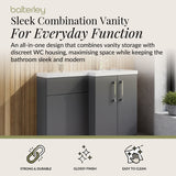 Bathroom Vanity Unit with Basin & WC, Right Hand, 1100mm x 390mm - Choice of Colour