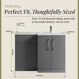 Bathroom Vanity Unit with Basin & WC, Right Hand, 1100mm x 390mm - Choice of Colour