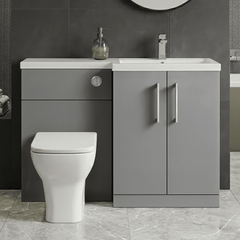 [BFLE2211R] Bramshall Combination Vanity Unit with Basin & WC, Right Hand, 1100mm x 390mm - Choice of Colour and Handle Finish - Silo