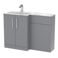 [BFLE2213L] Bramshall Contemporary 2 Door Floor Standing Combination Unit with Stone Basin, 1100mm, Choice of Orientation and Colour - Cutout