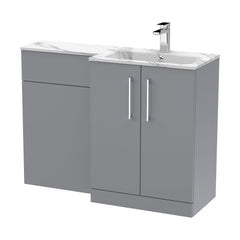 [BFLE2213R] Bramshall Contemporary 2 Door Floor Standing Combination Unit with Stone Basin, 1100mm, Choice of Orientation and Colour - Cutout