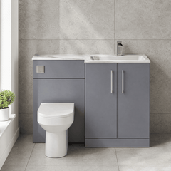 [BFLE2213R] Bramshall Contemporary 2 Door Floor Standing Combination Unit with Stone Basin, 1100mm, Choice of Orientation and Colour