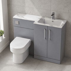 [BFLE2213R] Bramshall Contemporary 2 Door Floor Standing Combination Unit with Stone Basin, 1100mm, Choice of Orientation and Colour