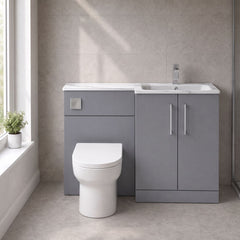 [BFLE2213R] Bramshall Contemporary 2 Door Floor Standing Combination Unit with Stone Basin, 1100mm, Choice of Orientation and Colour - Silo