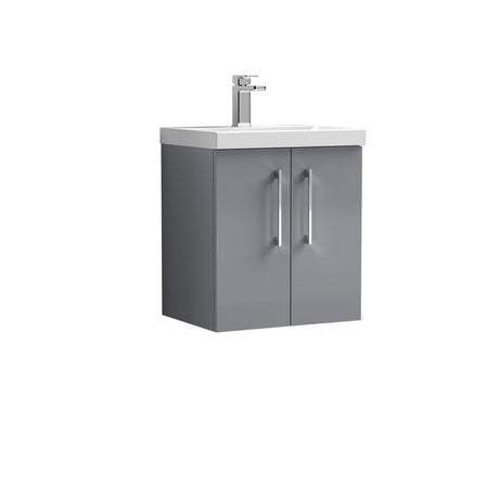 [BFLE2221A] Bramshall Contemporary 2 Door Wall Hung Vanity Basin Unit with Mid-Edge Basin, Choice of Size and Colour - Cutout
