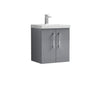 [BFLE2221A] Bramshall Contemporary 2 Door Wall Hung Vanity Basin Unit with Mid-Edge Basin, Choice of Size and Colour - Cutout