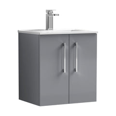 [BFLE2221B] Bramshall Contemporary 2 Door Wall Hung Vanity Basin Unit, Choice of Size, Colour and Basin - Cutout