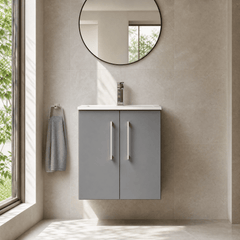 [BFLE2221B] Bramshall Contemporary 2 Door Wall Hung Vanity Basin Unit, Choice of Size, Colour and Basin - Studio Shot