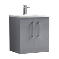[BFLE2221G] Bramshall Contemporary 2 Door Wall Hung Vanity Basin Unit, Choice of Size, Colour and Basin - Cutout