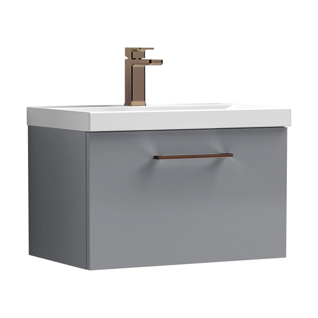 [BFLE2222AH1516] Bramshall Wall Hung 1 Drawer Vanity Unit with Mid-Edge Ceramic Basin - Choice of Colour, Handle Finish and Size - Cutout